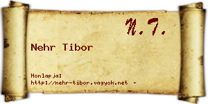 Nehr Tibor névjegykártya